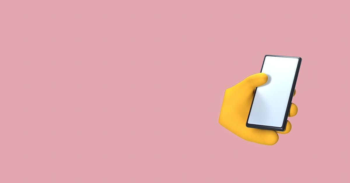 3D illustration featuring a yellow hand holding a smartphone against a pink background.